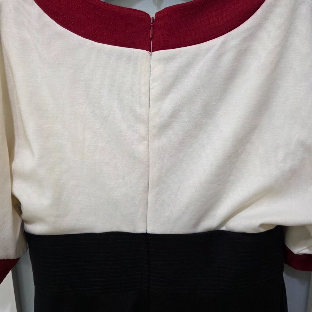 London Times Women’s 14P Colorblock Dress Black White Red | Short Sleeve V-Neck - Picture 12 of 13